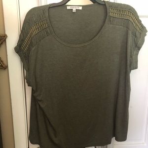 Rose+Olive, Olive green shirt with gold detailing